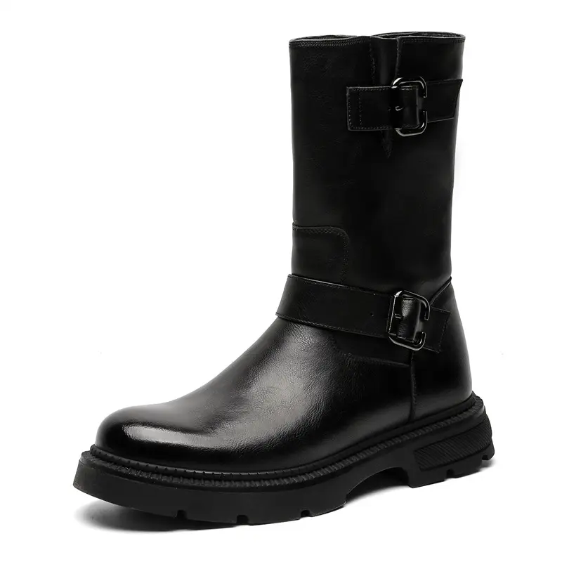 England style men fashion high knight boots black designer platform shoes cowboy original leather boot long motorcycle botas man