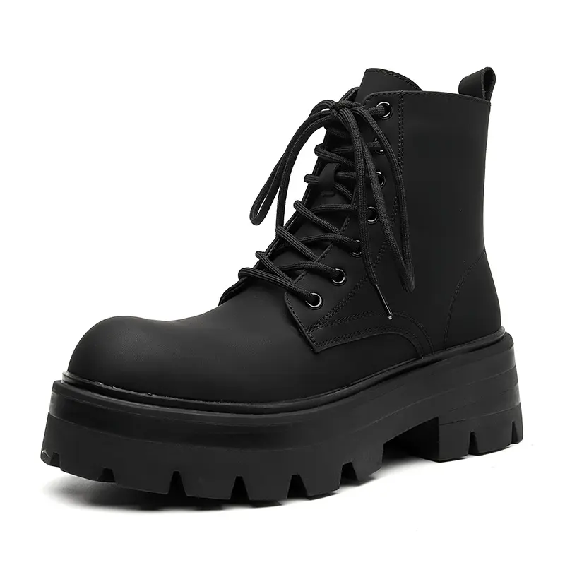 men's luxury fashion platform boots black trendy autumn winter shoes party nightclub dress original leather boot ankle botas man