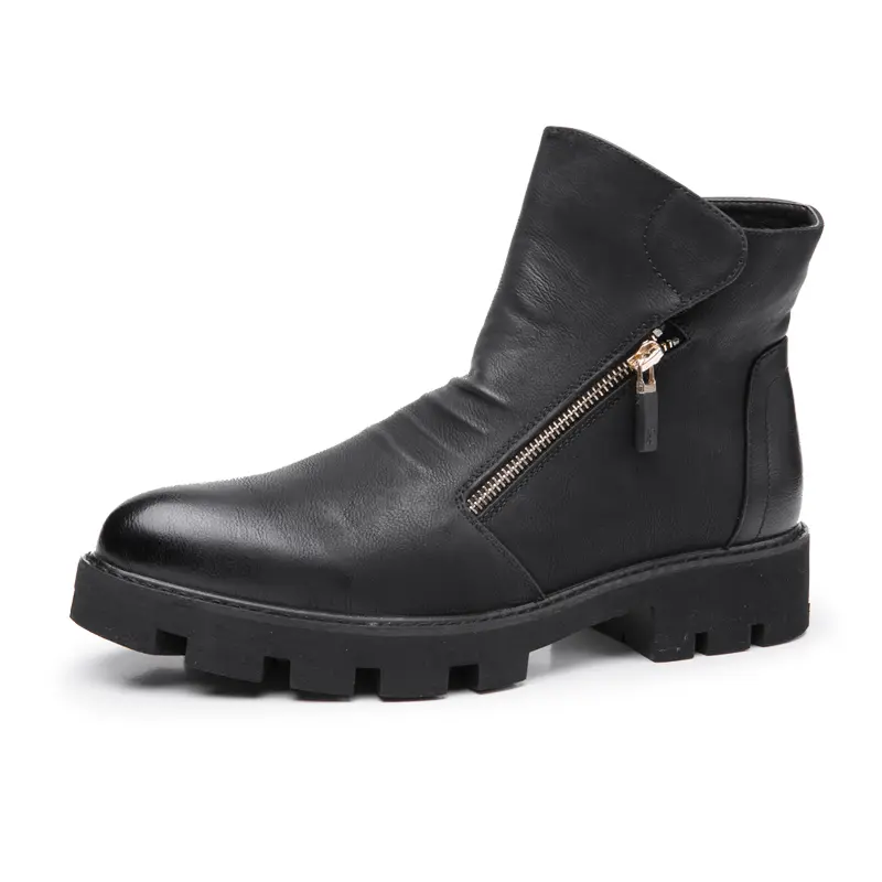 British fashion mens boots handsome cowboy boot autumn winter genuine leather platform boot street style ankle botas masculinas