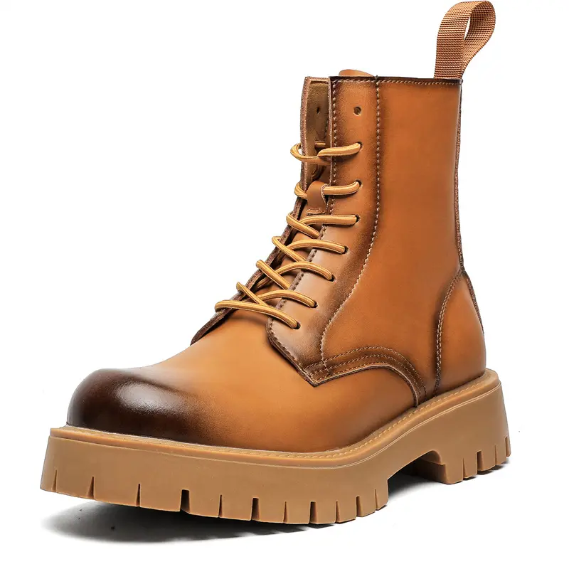 England style men casual party nightclub high motorcycle boots autumn winter shoes cowboy original leather boot platform botas