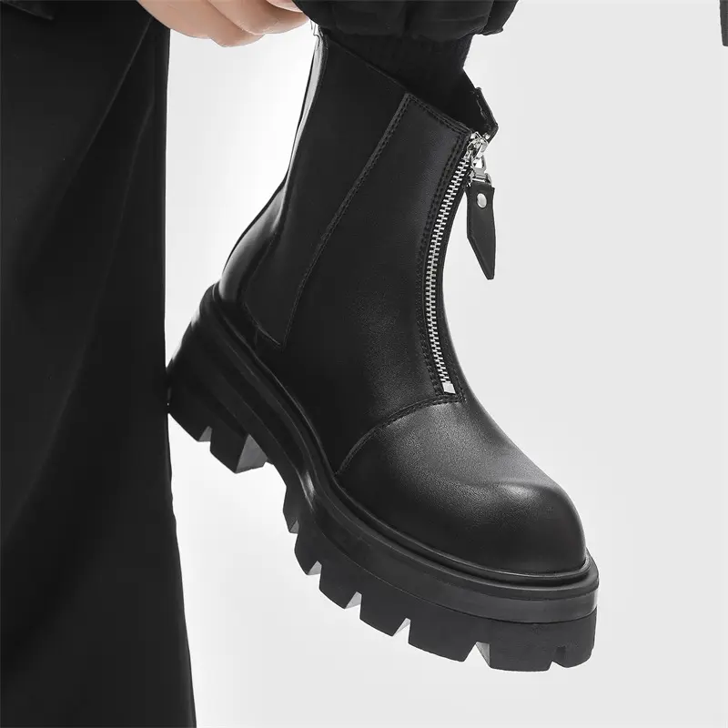men fashion platform boots brand designer shoes cowboy genuine leather boot party nightclub dress high motorcycle chunky botas