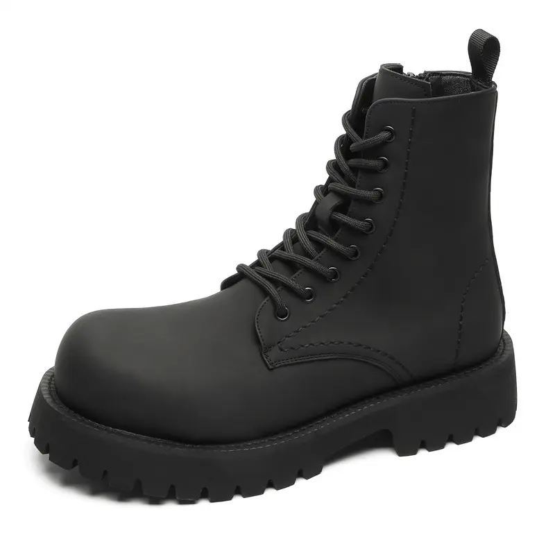 big size men casual original leather boots black stylish autumn winter shoes cowboy platform boot cool high motorcycle botas man