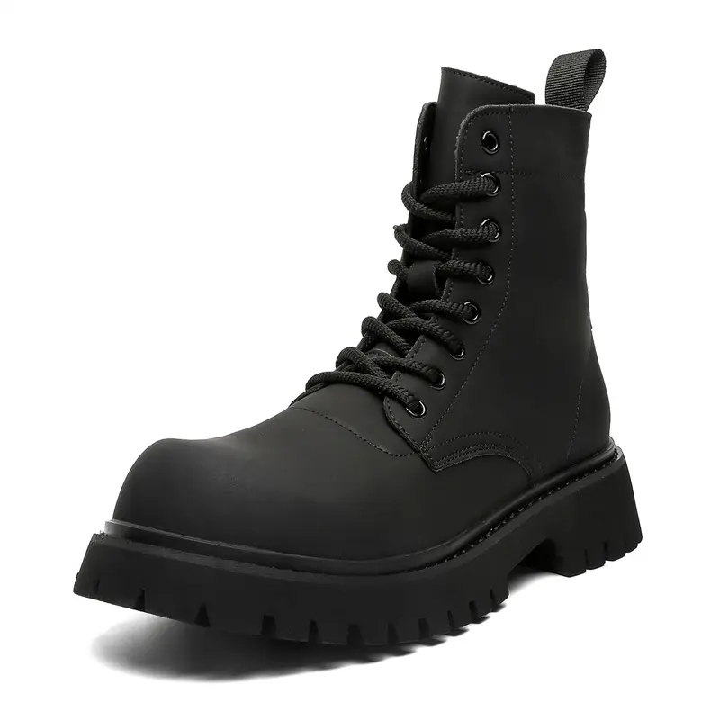 England style mens casual autumn winter boots black stylish genuine leather shoes cowboy platform boot high motorcycle botas man