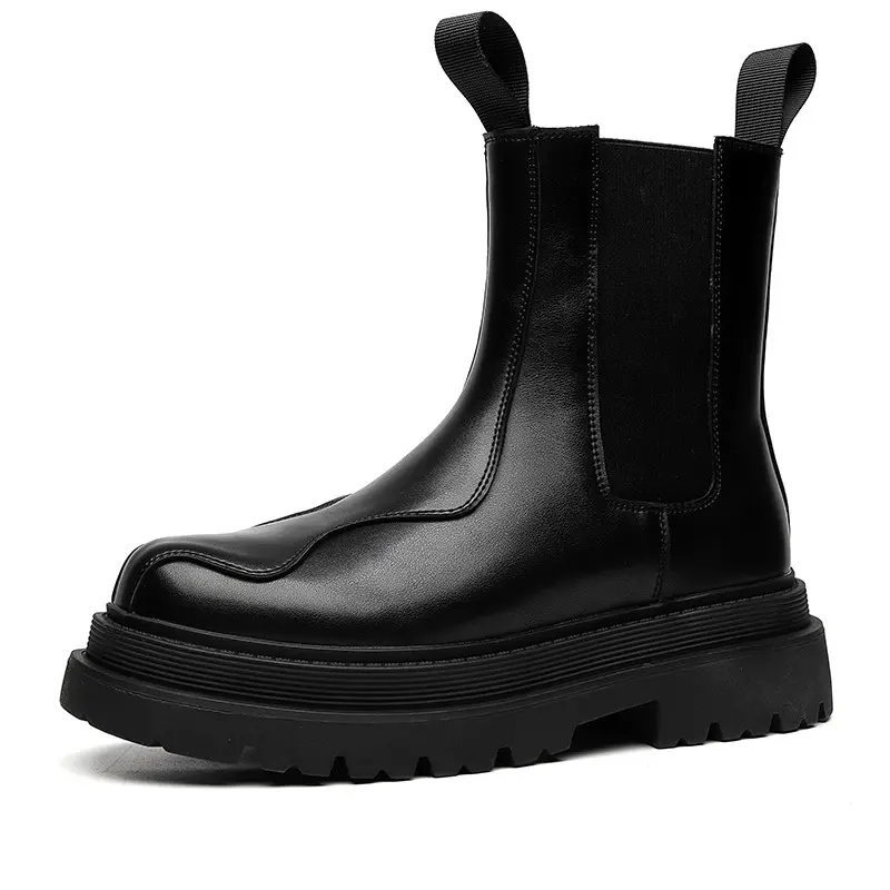 men fashion chelsea boots black stylish brand designer shoes party nightclub dress cowboy original leather boot platform botas