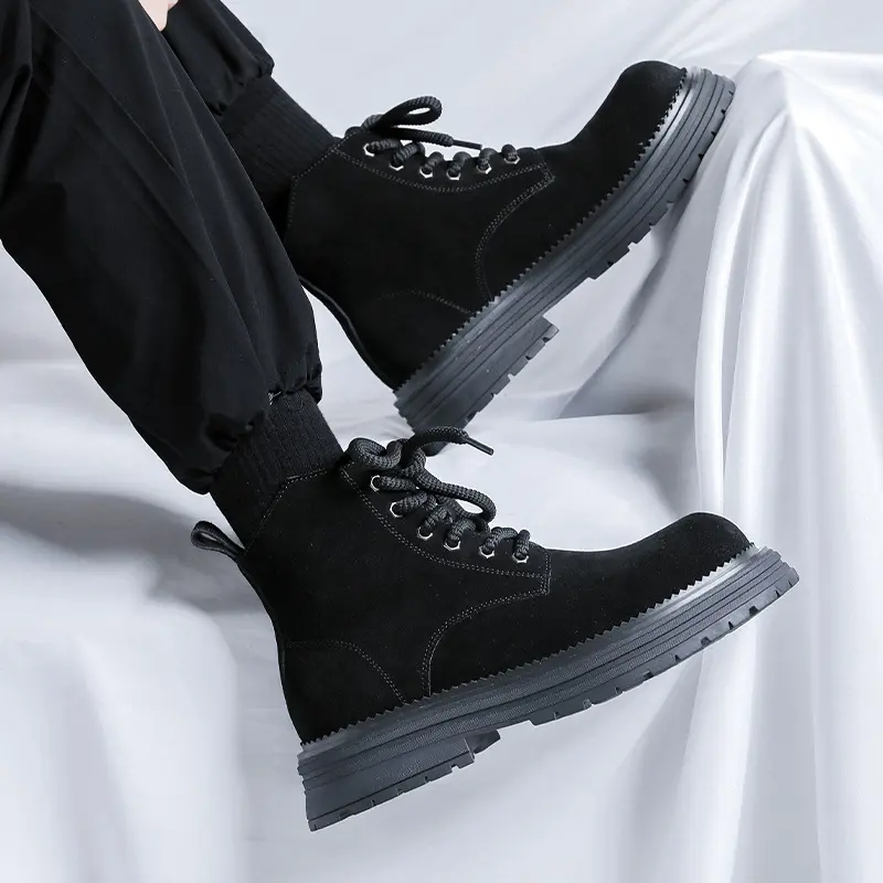 men fashion party prom dress cowboy boots cow suede leather shoes outdoors desert boot spring autumn platform ankle botas hombre