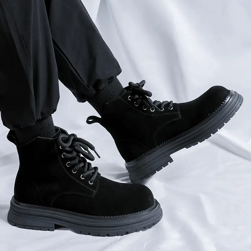 men fashion party prom dress cowboy boots cow suede leather shoes outdoors desert boot spring autumn platform ankle botas hombre