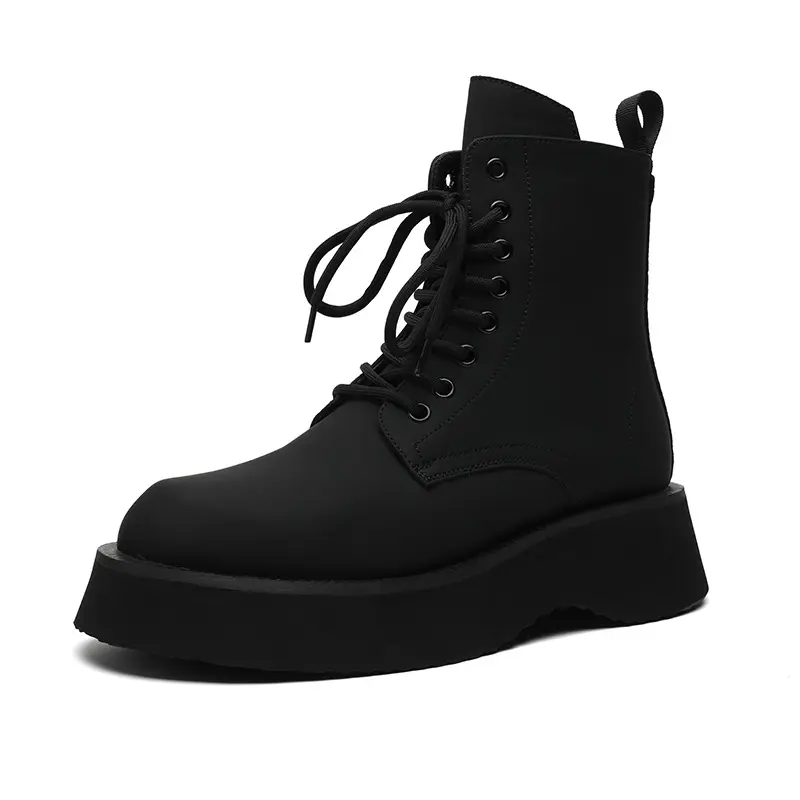 England style men's fashion platform boots black stylish original leather shoes cowboy autumn winter boot cool motorcycle botas