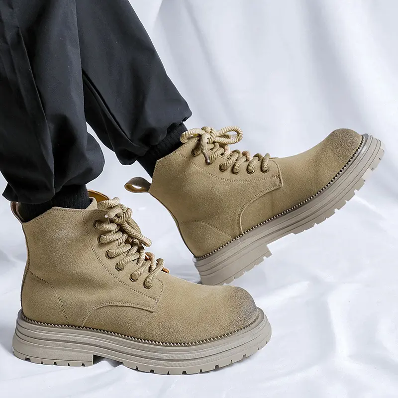men fashion party prom dress cowboy boots cow suede leather shoes outdoors desert boot spring autumn platform ankle botas hombre