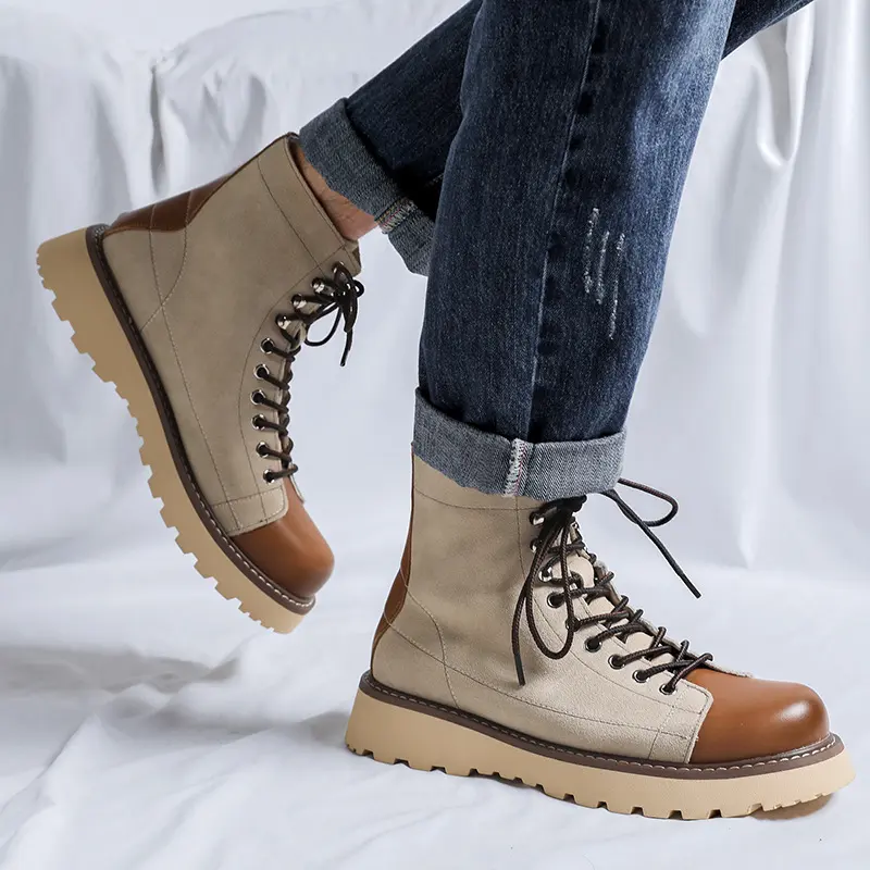 men fashion cow suede leather boots brand designer shoes party prom dress cowboy tooling boot spring autumn platform ankle botas