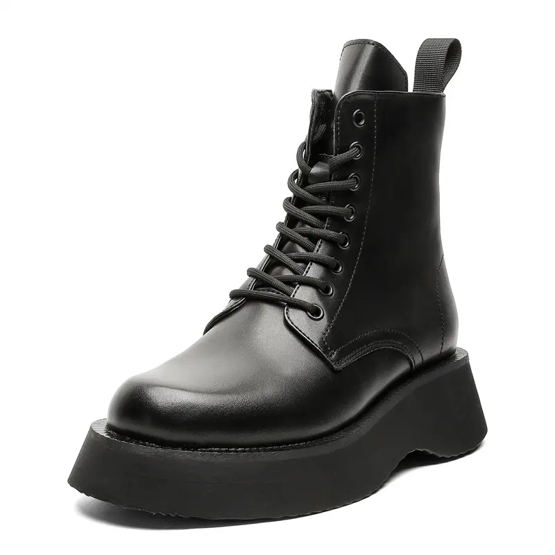 men's fashion hip hop rock dress platform boots lace-up genuine leather shoes cowboy high boot handsome long motorcycle botas