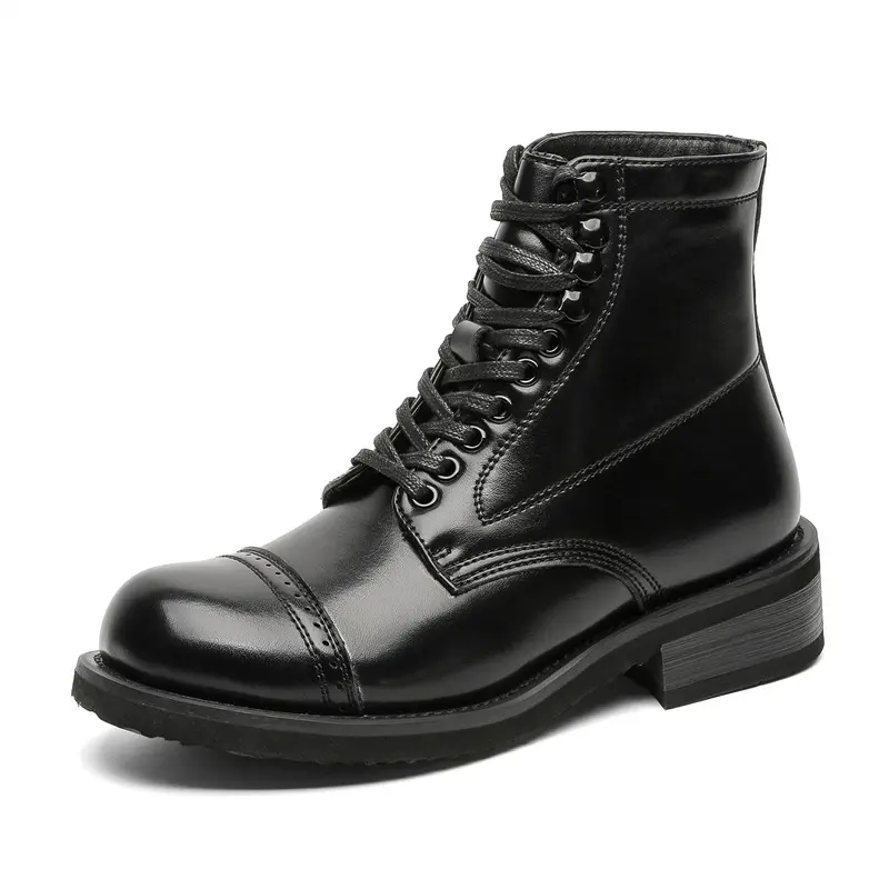 mens luxury fashion high motorcycle boots black trendy original leather shoes party banquet dress cowboy boot long botas hombre