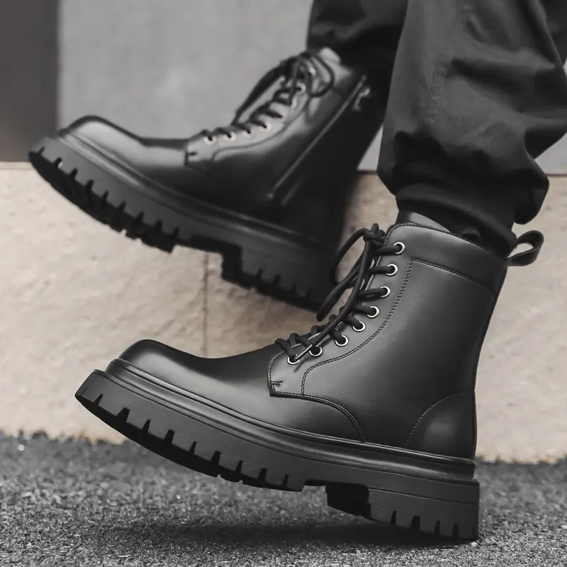 England style mens casual party nightclub high motorcycle boots genuine leather shoes cowboy platform boot handsome long botas