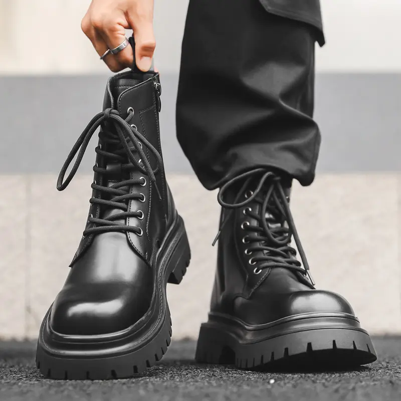 England style mens casual party nightclub high motorcycle boots genuine leather shoes cowboy platform boot handsome long botas