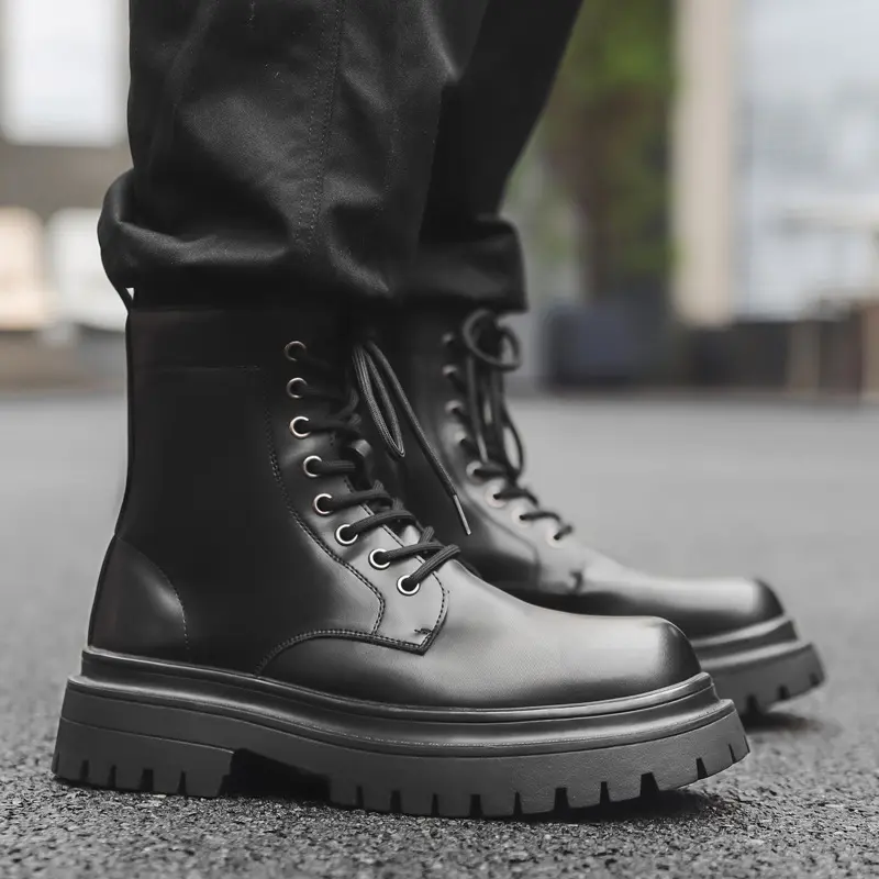 England style mens casual party nightclub high motorcycle boots genuine leather shoes cowboy platform boot handsome long botas