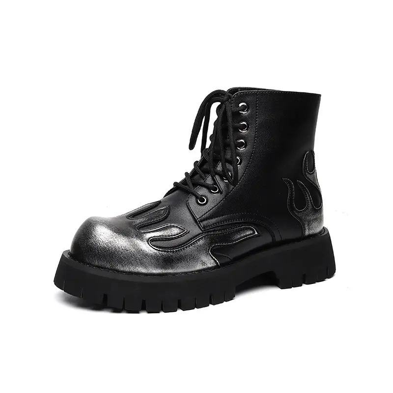 men fashion original leather boots brand designer shoes punk rock dress cowboy platform boot motorcycle ankle botas hombre mans