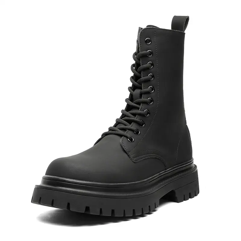 men's casual singer stage DJ dress high knight boots lace-up genuine leather shoes cowboy platform boot long motorcylce botas