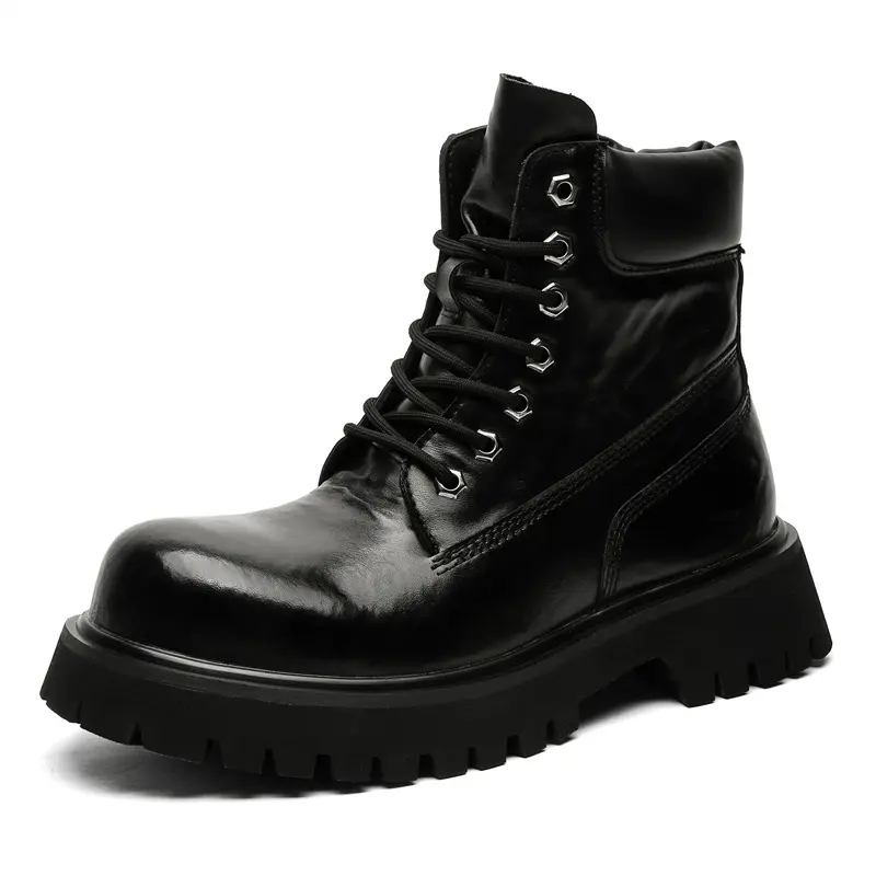 mens casual party banquet dress genuine leather boots lace-up platform shoes cowboy spring autumn boot motorcycle ankle botas