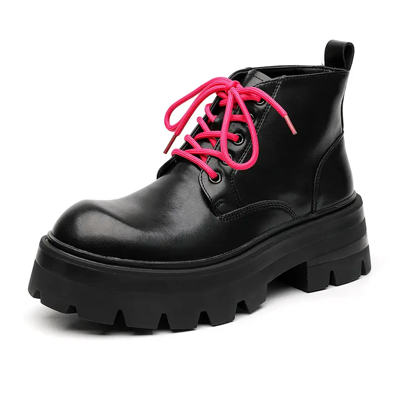 mens fashion platform boots black stylish genuine leather shoes party nightclub dress cowboy ankle boot designer short botas man
