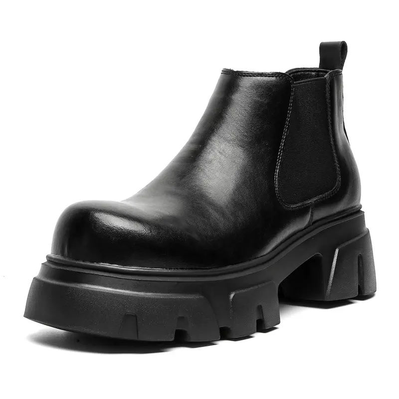 England style mens fashion punk rock chelsea boots brand designer shoes cowboy genuine leather boot cool platform ankle botas