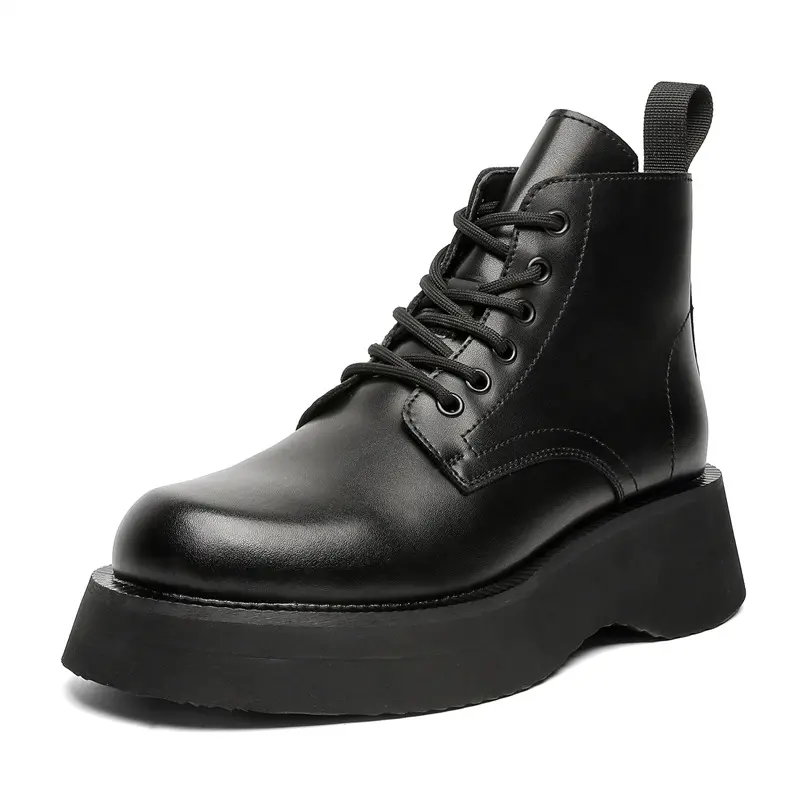 men's fashion party nightclub platform boots black stylish autumn winter shoes cowboy natural leather boot handsome ankle botas