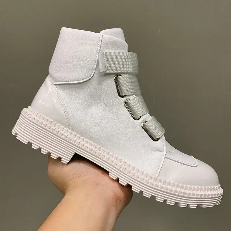 mens leisure party nightclub dress cowboy boots tide black white shoes genuine leather platform boot handsome ankle botas hombre