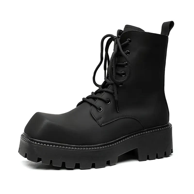 men fashion original leather boots brand designer square toe shoes stage nightclub platform boot handsome high motorcycle botas