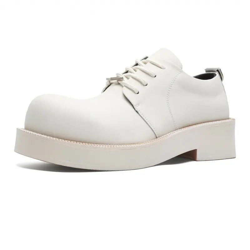 men fashion wedding party dress platform shoes lace-up genuine leather derby shoe white stylish sneakers gentleman footwear male