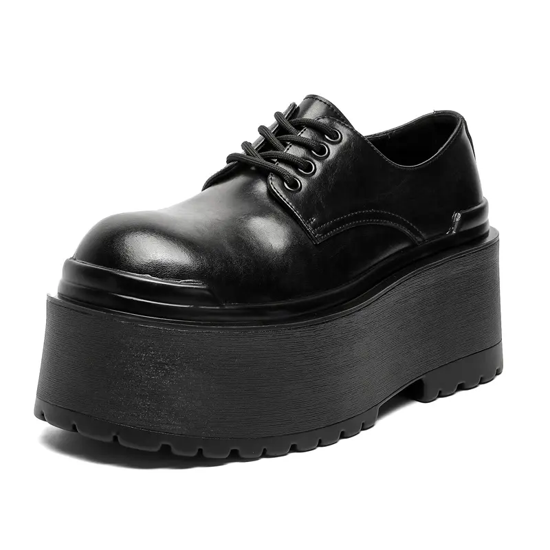 mens fashion hip hop rock platform shoes black stylish original leather derby shoe brand designer sneakers youth footwear zapato