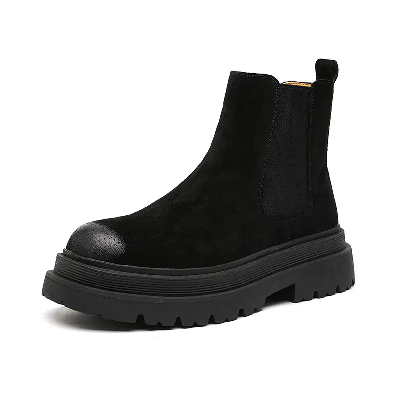 big size men casual party nightclub high chelsea boot cow suede leather shoes cowboy autumn winter boot long platform botas male