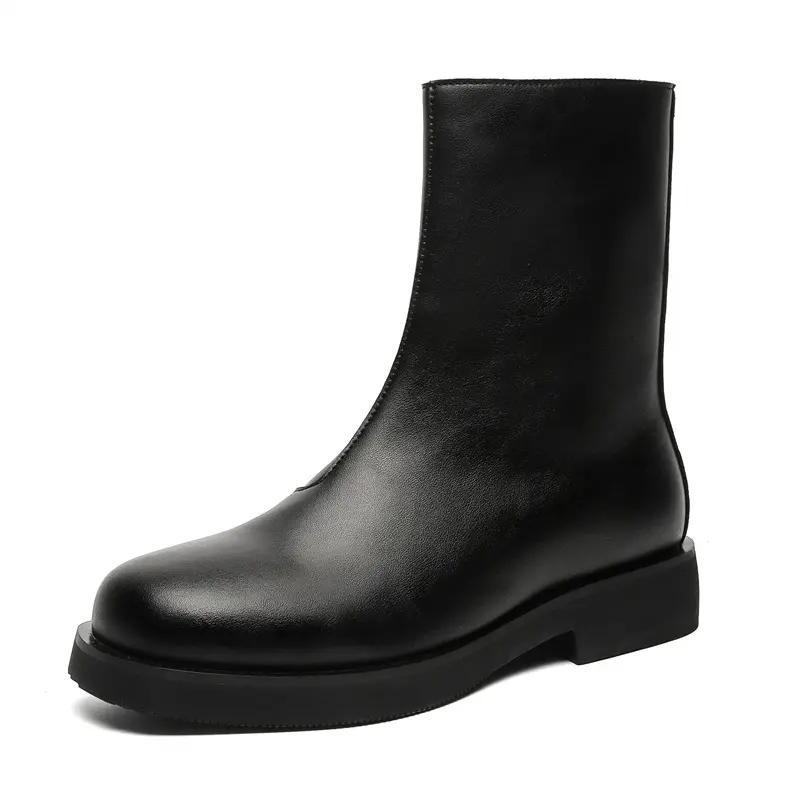 mens fashion high chelsea boots black brown genuine leather shoes cowboy autumn winter boot platform long motorcycle botas mans
