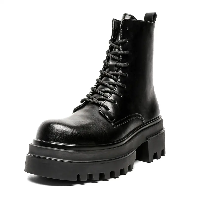 England style mens fashion party nightclub high motorcycle boots original leather shoes cowboy platform boot cool long botas man