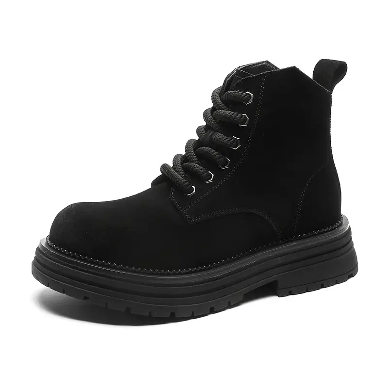large size men's casual cow suede leather boots lace-up platform shoes outdoors desert boot handsome cowboy ankle botas hombre
