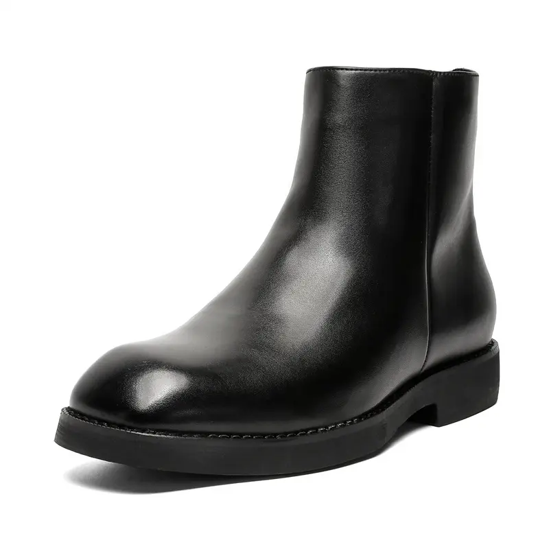 men fashion original leather boots square toe designer shoes cowboy platform ankle boot autumn winter high chelsea botas hombre