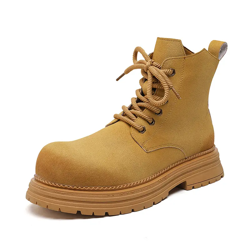 England style mens casual cow suede leather boots autumn winter shoes outdoors cowboy desert boot big toe high platform botas