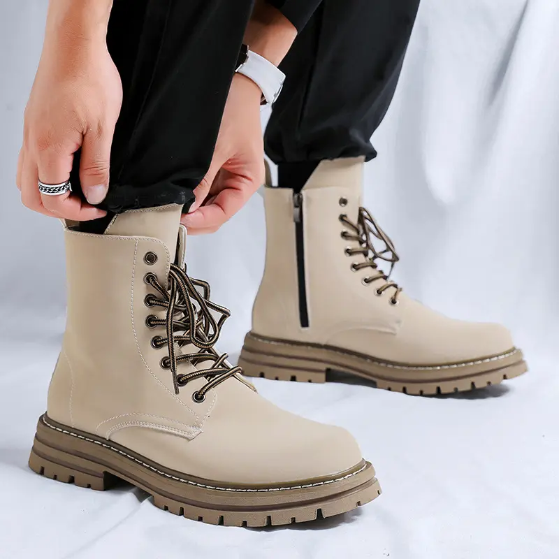 big size men fashion platform boots genuine leather shoes stage nightclub dress cowboy autumn winter boot high motorcycle botas