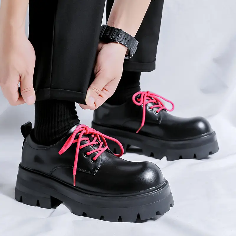 England style men's fashion platform shoes party banquet dress lace-up natural leather shoe brand designer gentleman footwear
