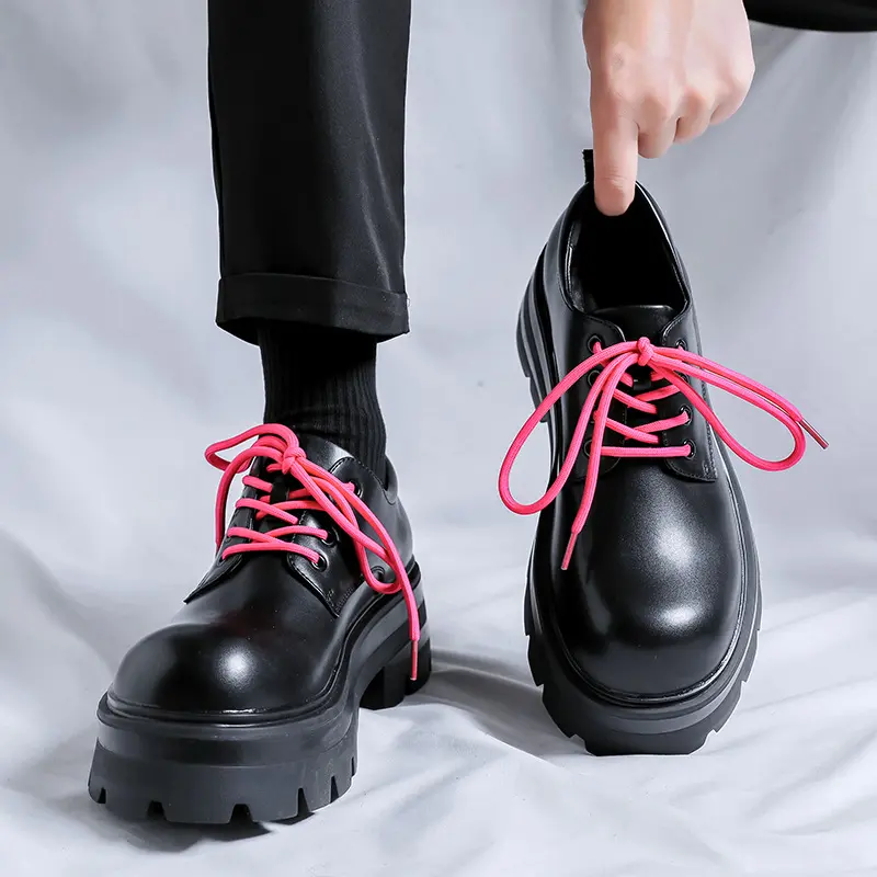 England style men's fashion platform shoes party banquet dress lace-up natural leather shoe brand designer gentleman footwear
