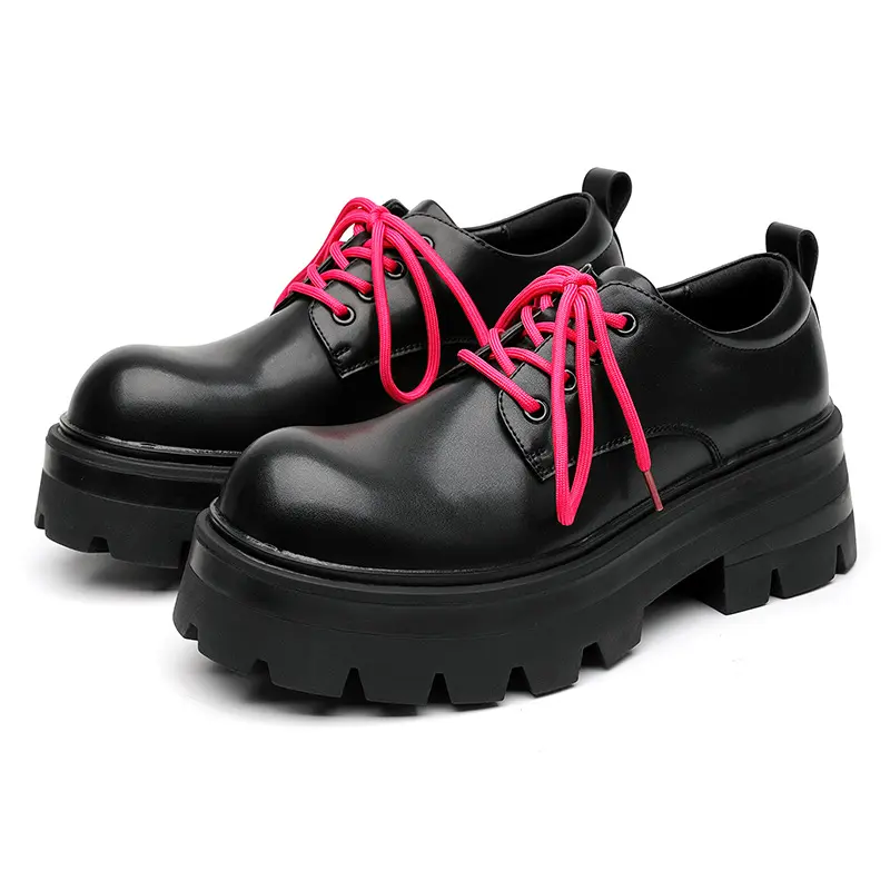 England style men's fashion platform shoes party banquet dress lace-up natural leather shoe brand designer gentleman footwear
