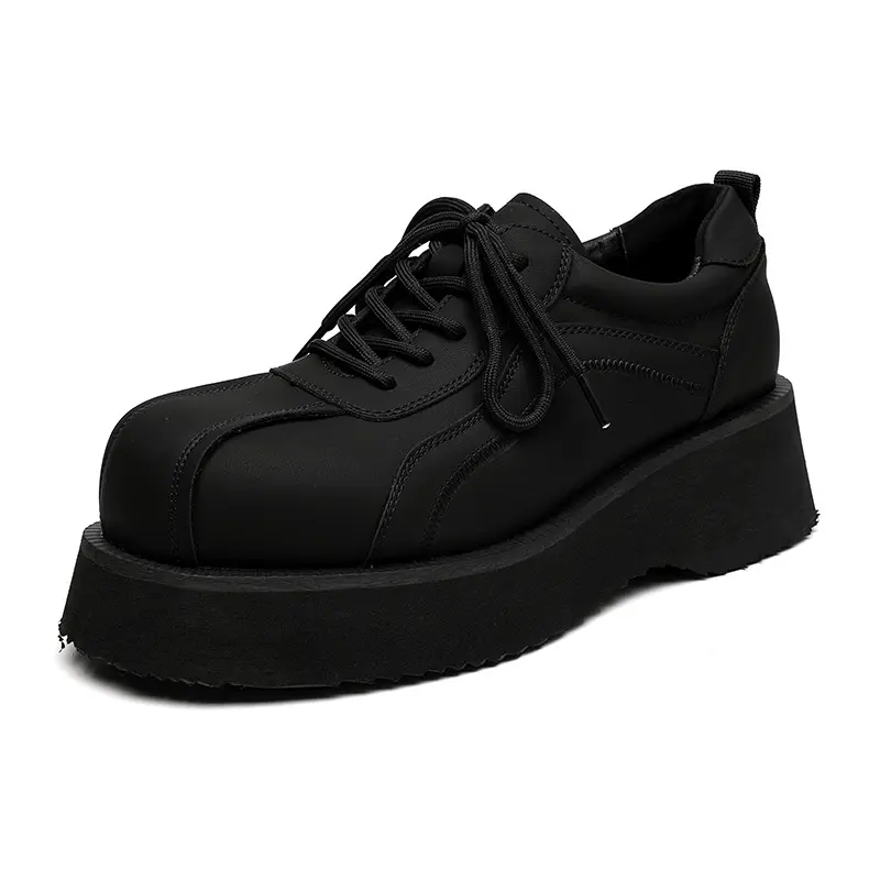 England style mens fashion platform shoes lace-up original leather oxfords shoe business office dress black stylish footwear man