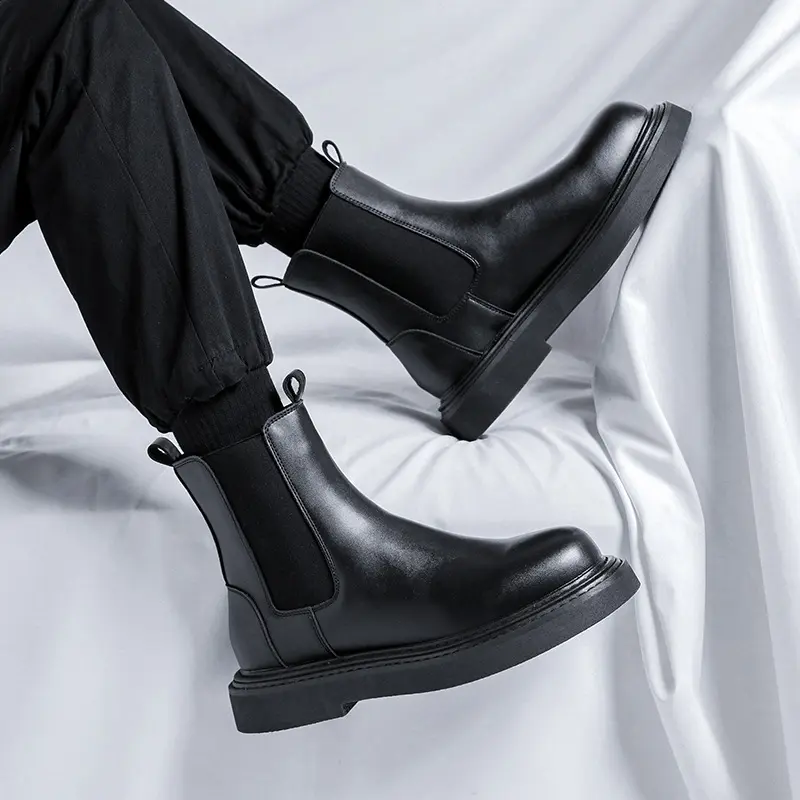 men luxury fashion chelsea boots brand designer shoes cowboy genuine leather boot black tide handsome platform ankle botas mans