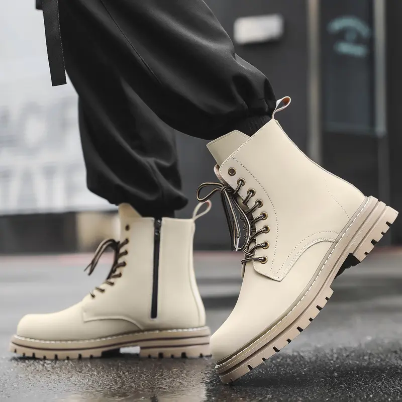 big size mens casual desert boots genuine leather shoes cowboy platform boot party nightclub handsome high motorcycle botas mans