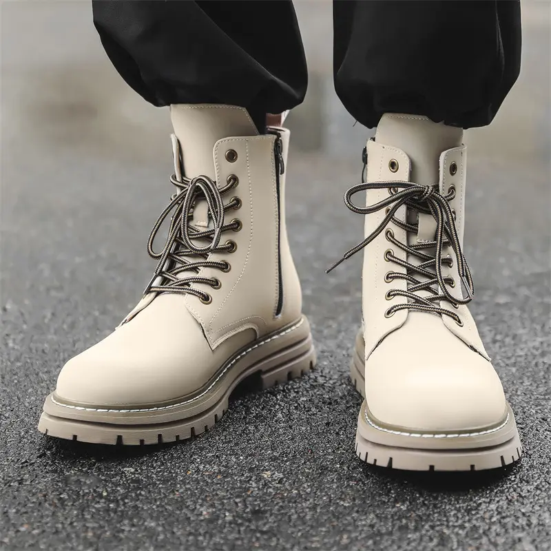 big size mens casual desert boots genuine leather shoes cowboy platform boot party nightclub handsome high motorcycle botas mans