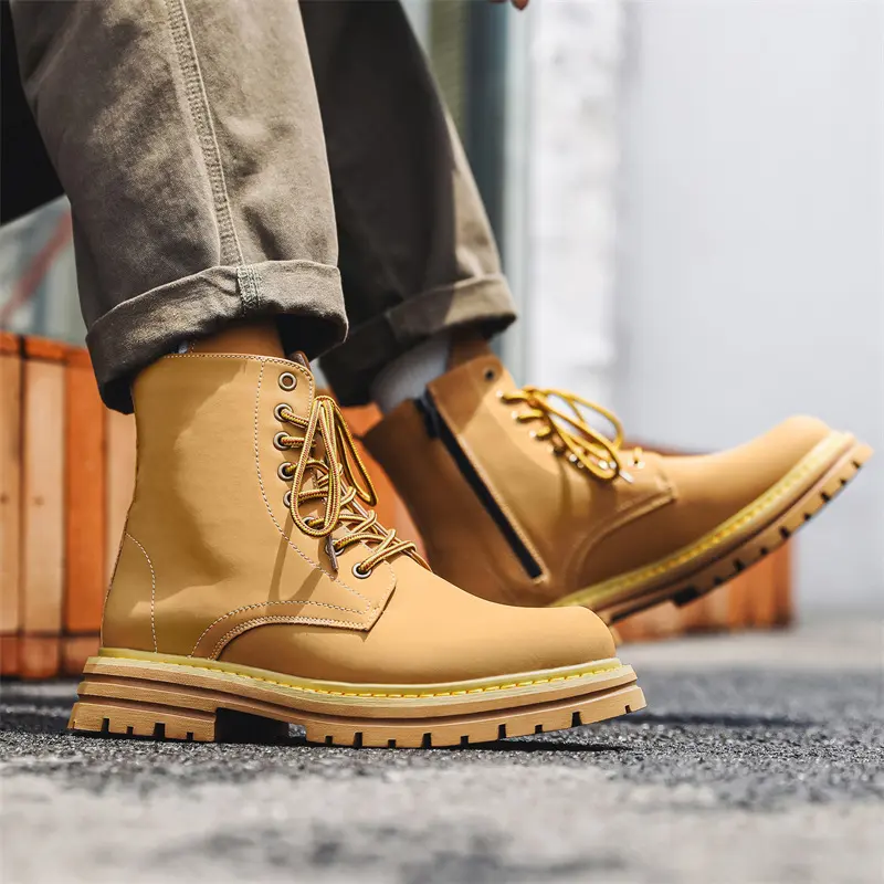big size mens casual desert boots genuine leather shoes cowboy platform boot party nightclub handsome high motorcycle botas mans