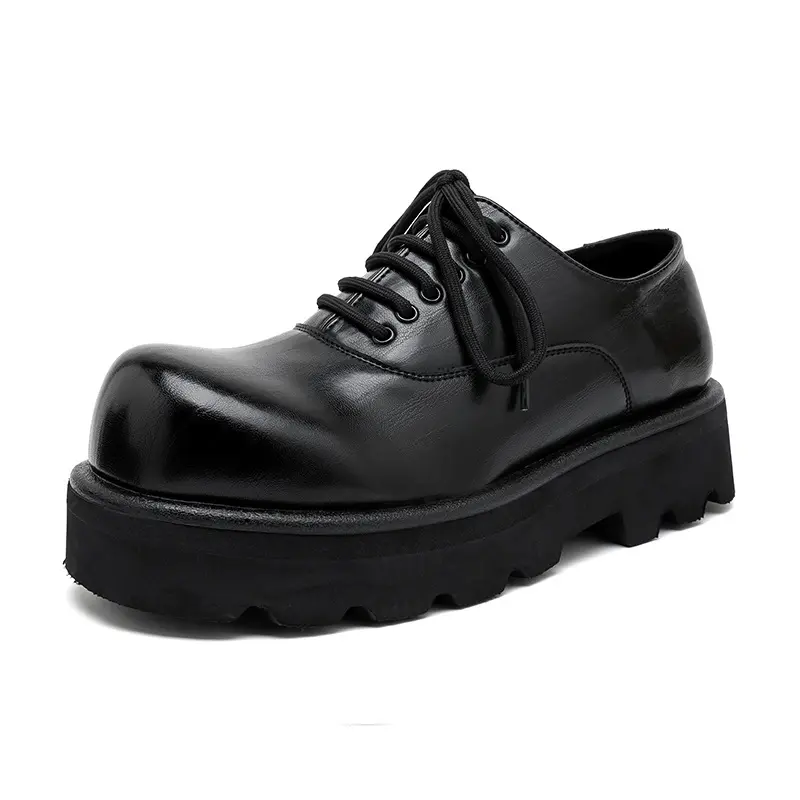 men casual business wedding formal dress platform shoes lace-up oxfords shoe black brown original leather sneakers mans footwear