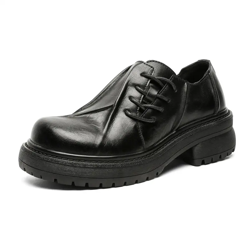 large size mens fashion platform shoes black stylish original leather shoe punk rock dress designer sneakers breathable footwear