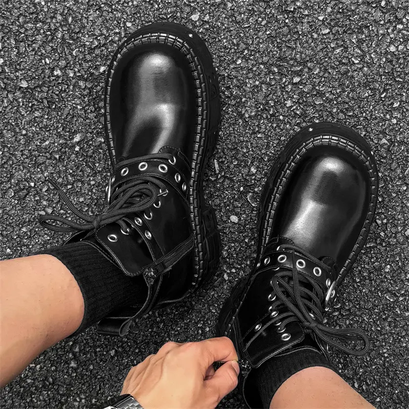 big size men luxury fashion punk gothic genuine leather boots brand designer shoes shoes cowboy platform boot cool ankle botas