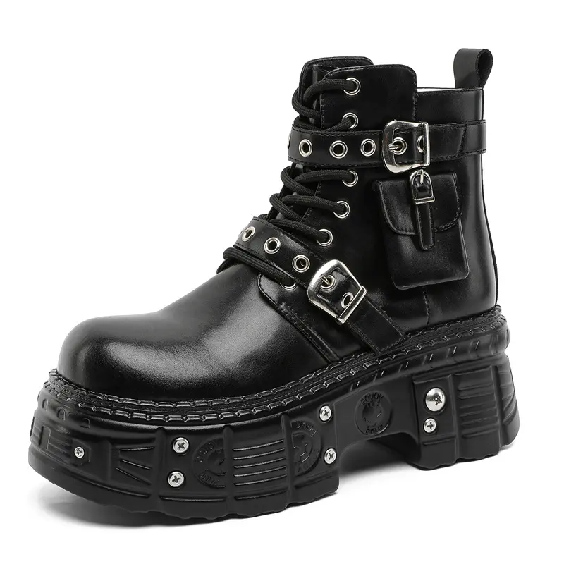 big size men luxury fashion punk gothic genuine leather boots brand designer shoes shoes cowboy platform boot cool ankle botas