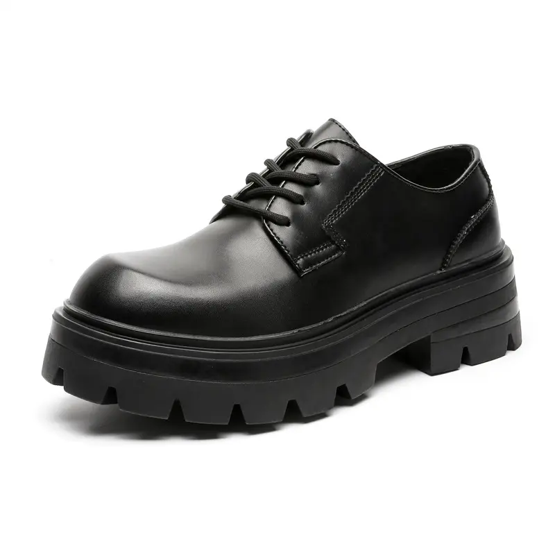 men casual business wedding formal dress platform shoes lace-up derby shoe black stylish original leather sneakers mans footwear