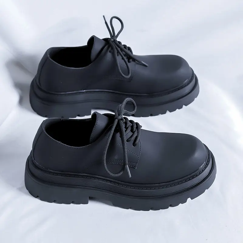 men fashion wedding party dress formal shoes lace-up genuine leather platform shoe black trendy sneakers gentleman footwear male