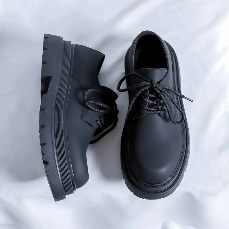 men fashion wedding party dress formal shoes lace-up genuine leather platform shoe black trendy sneakers gentleman footwear male